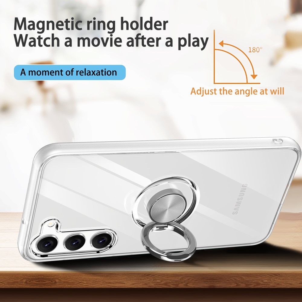 TPU Deksel Finger Ring Kickstand Samsung Galaxy S24 gjennomsiktig