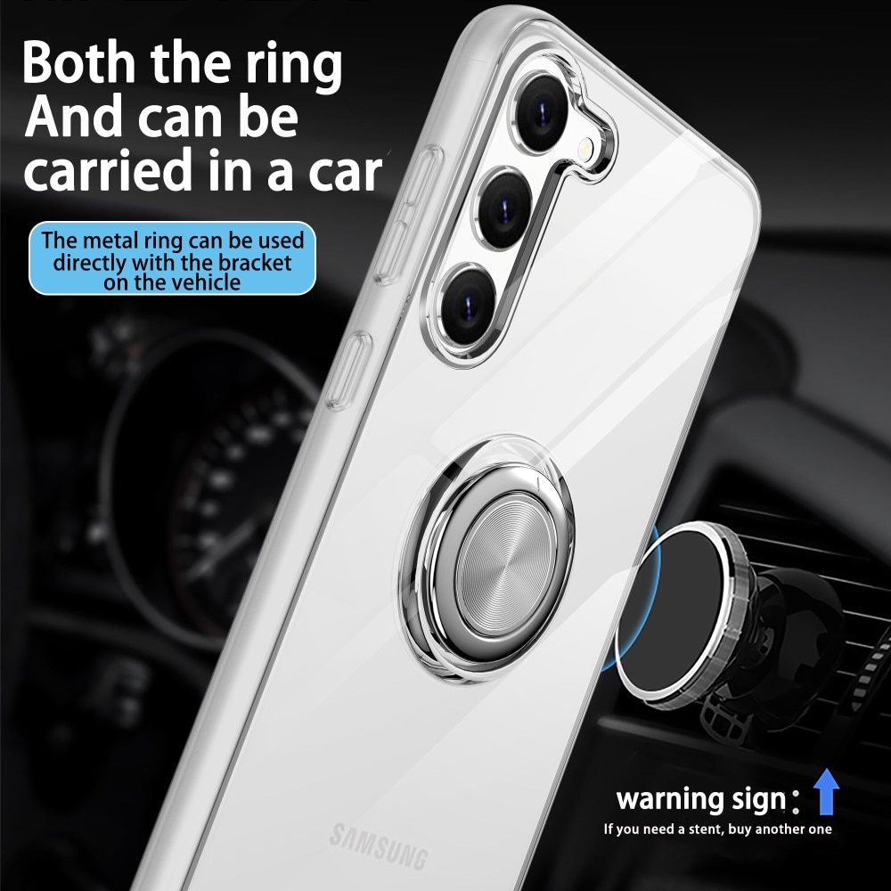 TPU Deksel Finger Ring Kickstand Samsung Galaxy S24 gjennomsiktig