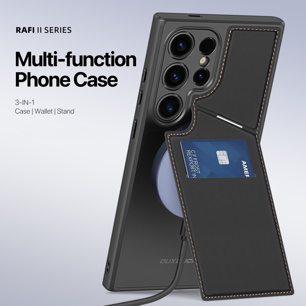 Rafi Series RFID MagSafe Wallet Stand Case Samsung Galaxy S24 Ultra svart