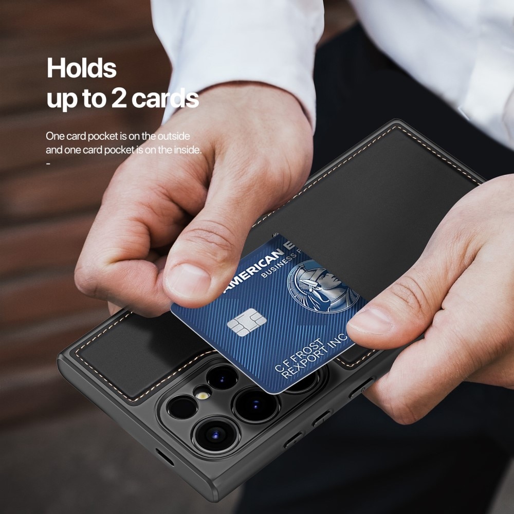 Rafi Series RFID MagSafe Wallet Stand Case Samsung Galaxy S24 Ultra svart