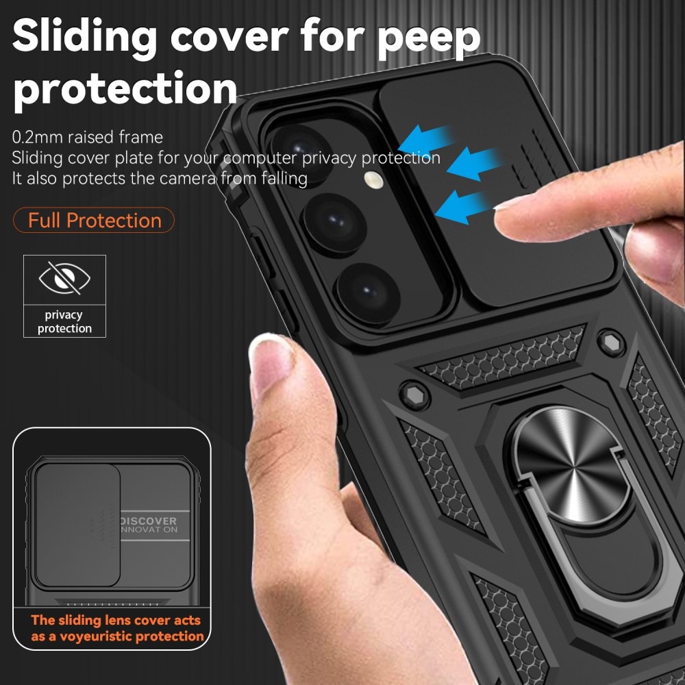 Hybriddeksel Ring + Kamerabeskyttelse Samsung Galaxy S24 Plus svart
