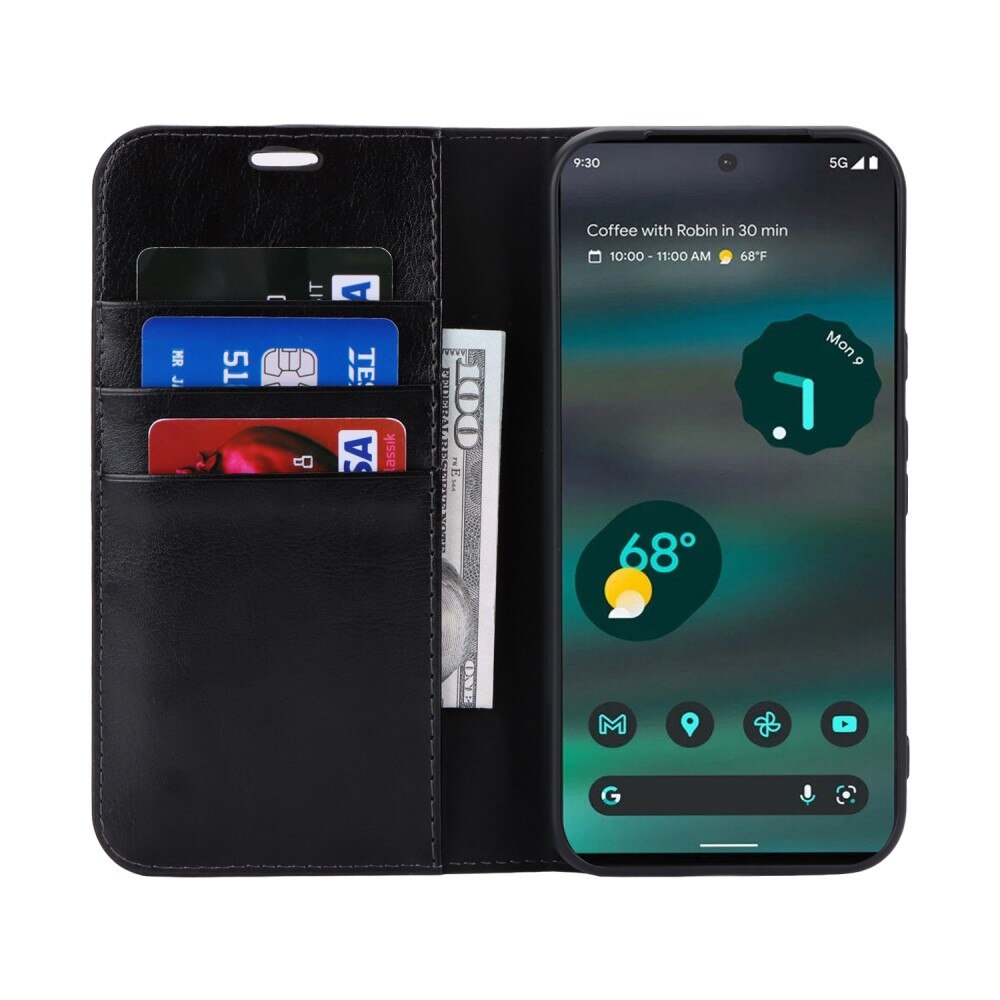 Mobiletui Ekte Lær Google Pixel 8a Svart
