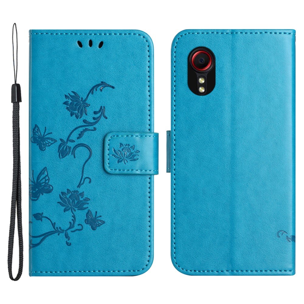 Lærveske Sommerfugler Samsung Galaxy Xcover 7 Blå