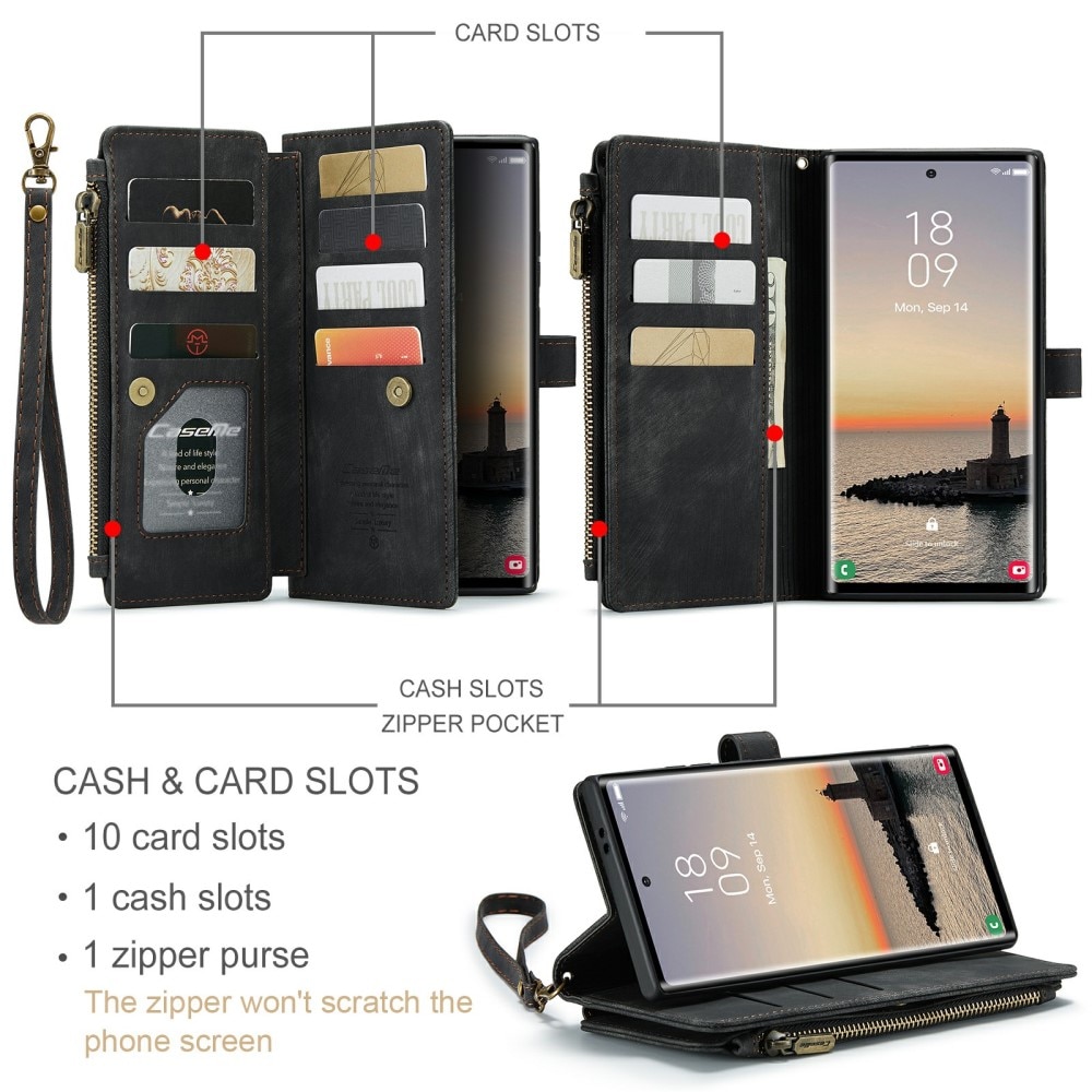 Zipper Wallet Samsung Galaxy S24 Ultra svart