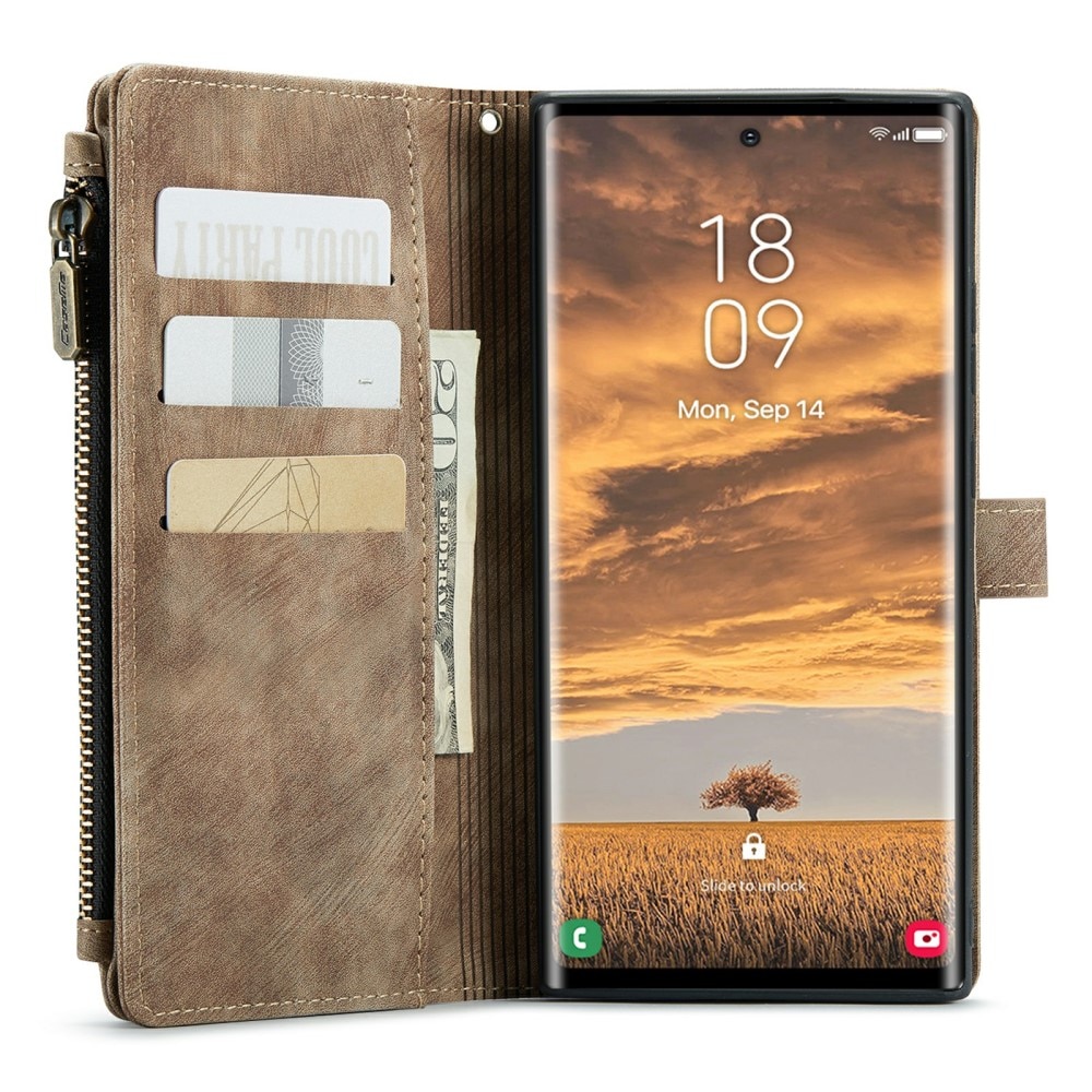 Zipper Wallet Samsung Galaxy S24 Ultra brun