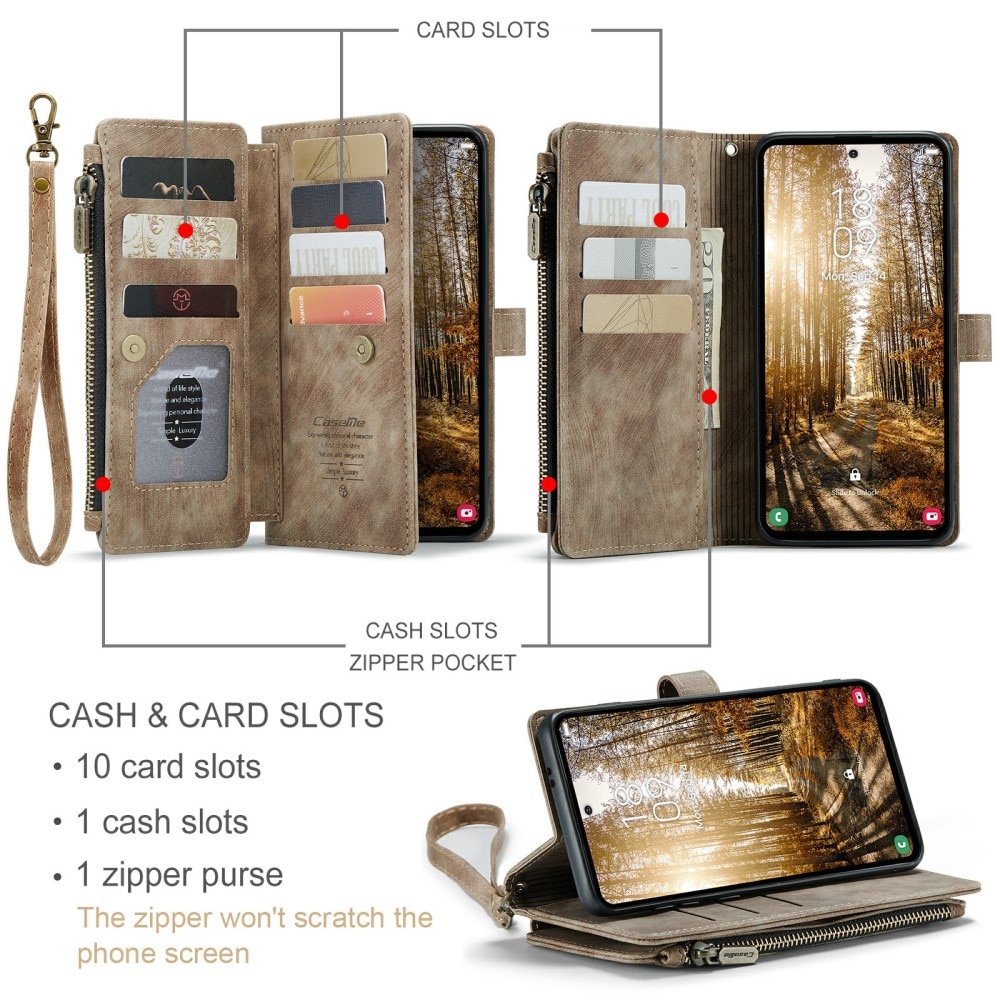 Zipper Wallet Samsung Galaxy S24 Plus brun