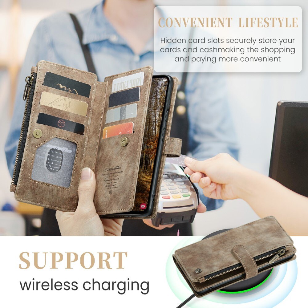 Zipper Wallet Samsung Galaxy S24 Plus Brun