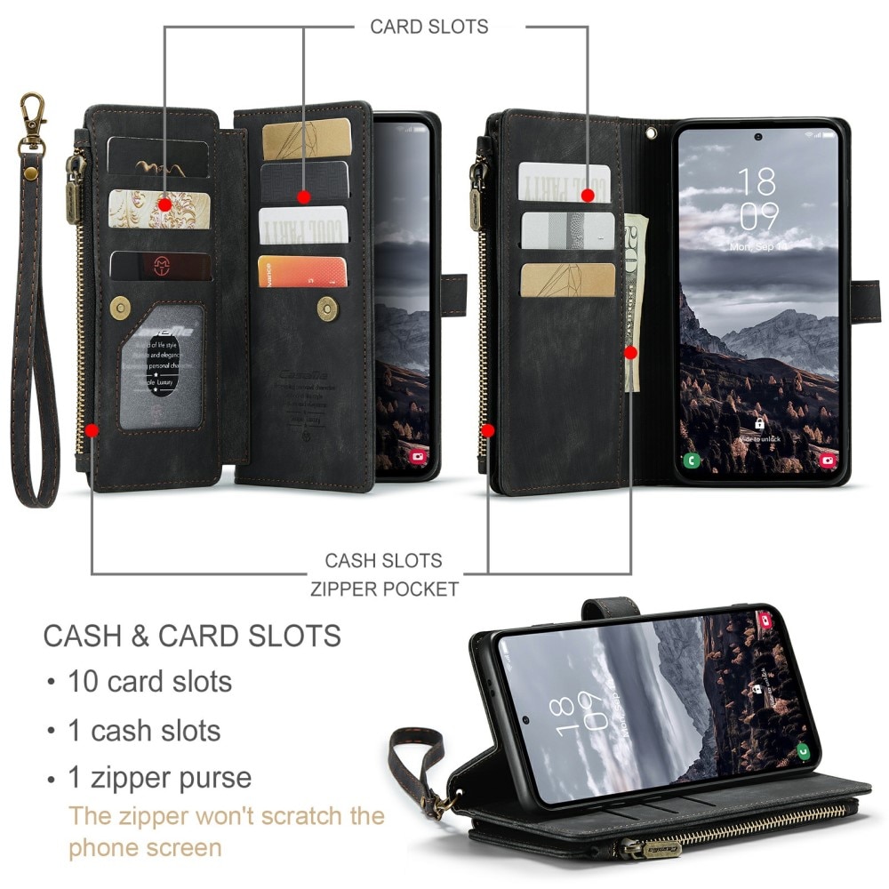 Zipper Wallet Samsung Galaxy S24 Plus svart