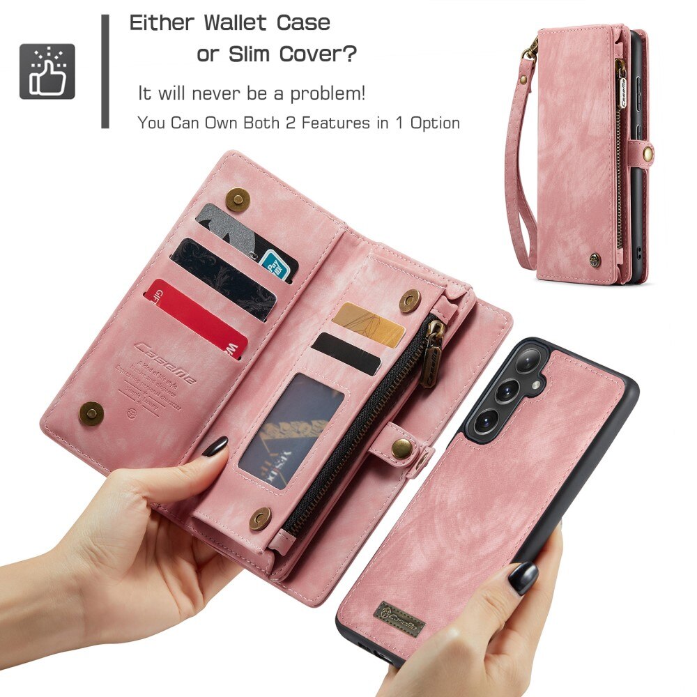 Multi-slot Lommeboksetui Samsung Galaxy S24 Plus Rosa