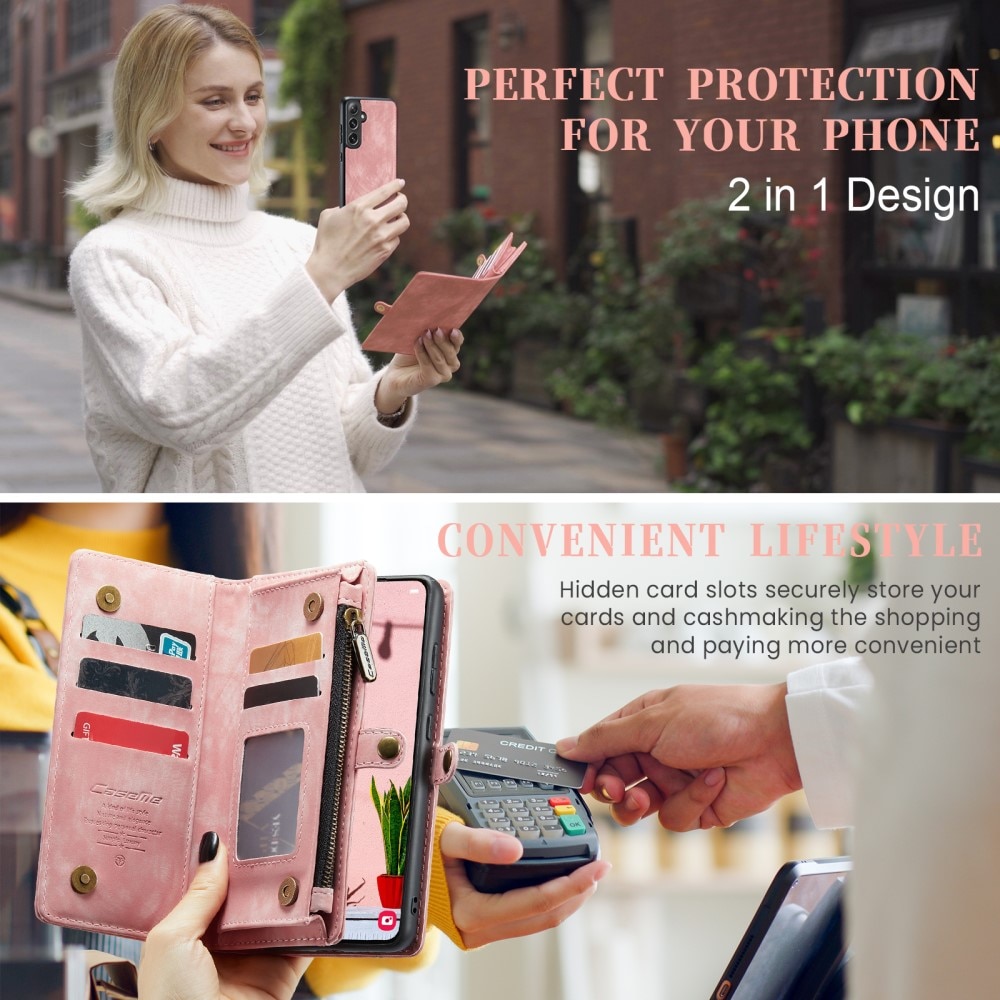 Multi-slot Lommeboksetui Samsung Galaxy S24 Plus rosa