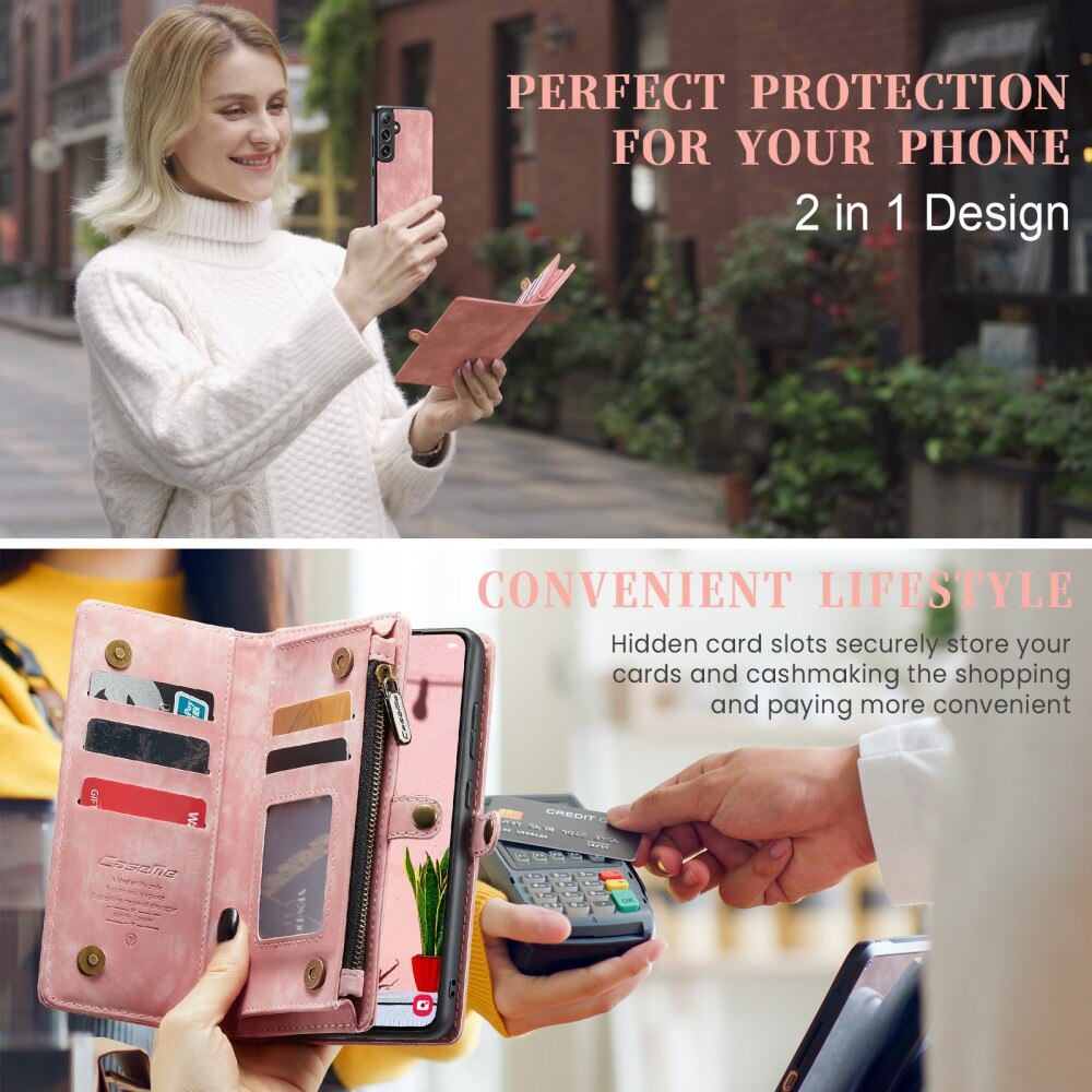 Multi-slot Lommeboksetui Samsung Galaxy S24 Plus Rosa