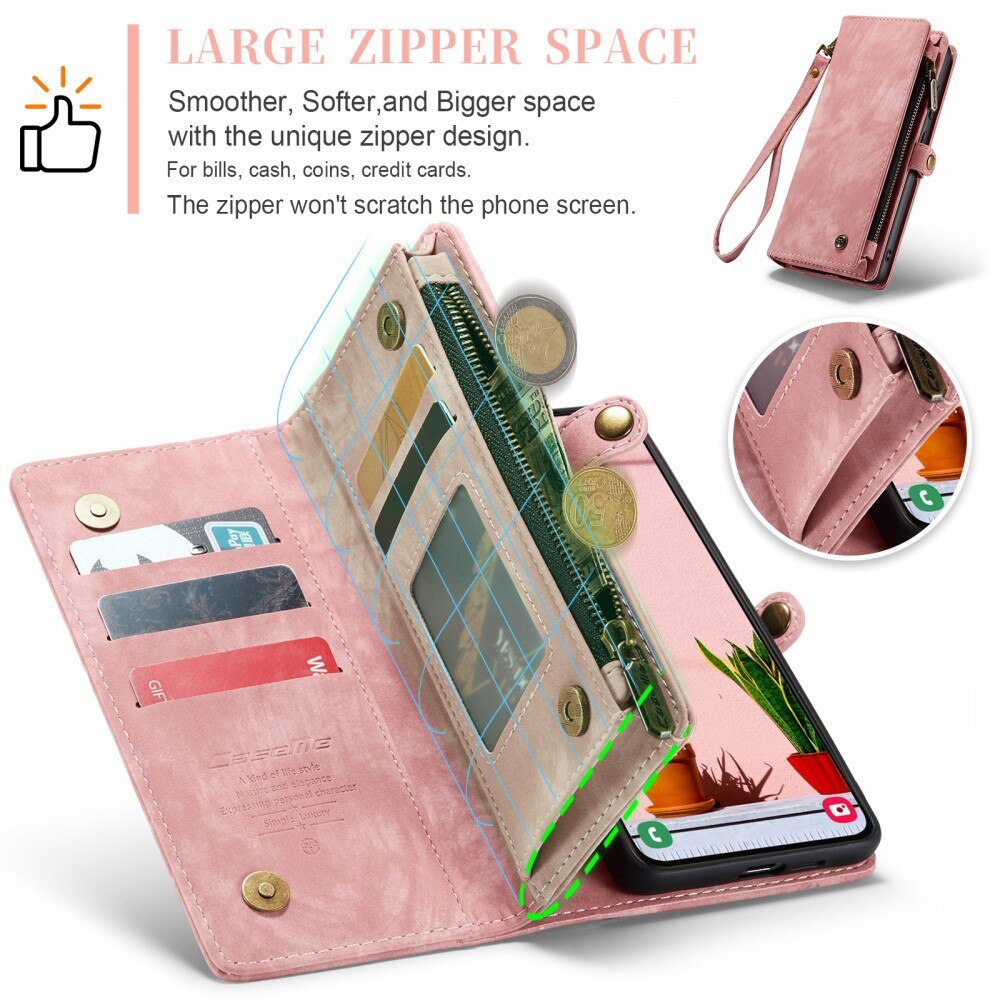 Multi-slot Lommeboksetui Samsung Galaxy S24 Plus Rosa