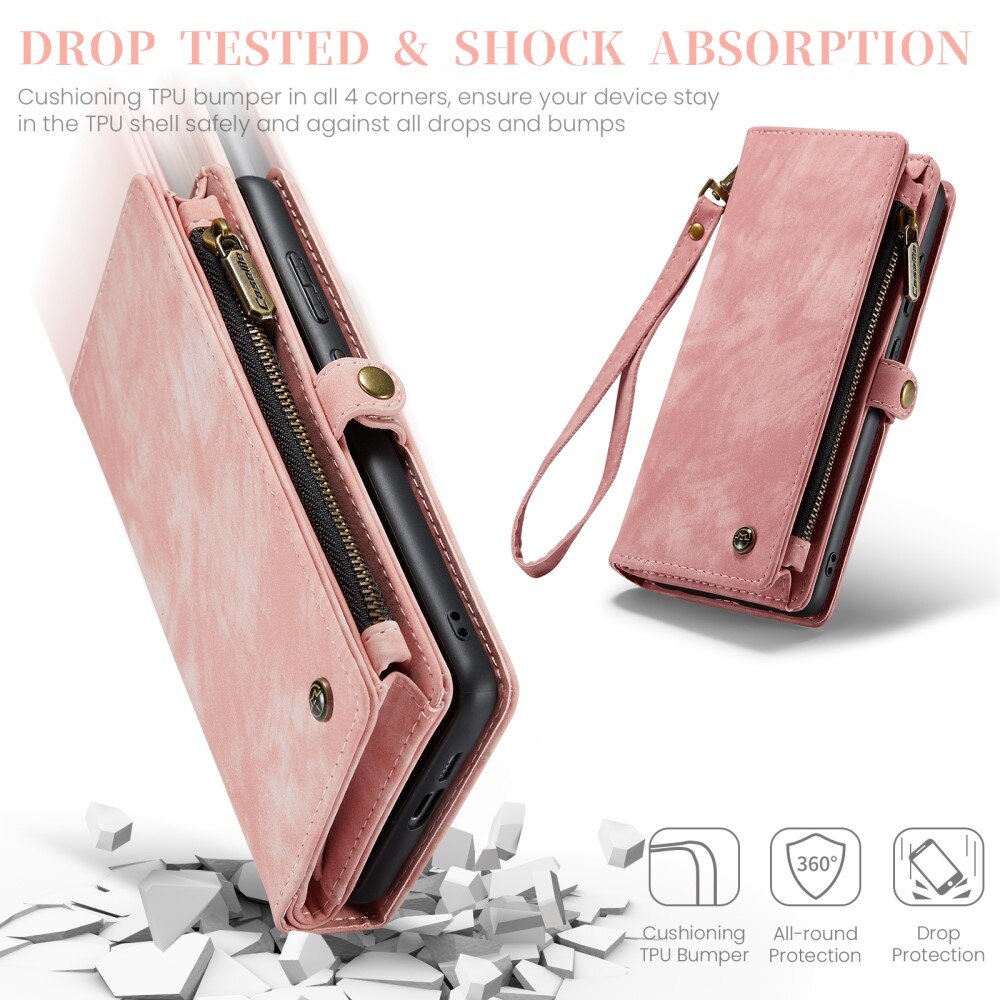 Multi-slot Lommeboksetui Samsung Galaxy S24 Plus Rosa