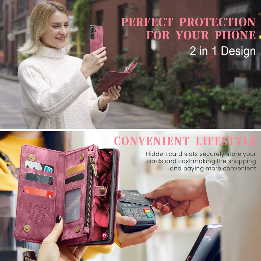 Multi-slot Lommeboksetui Samsung Galaxy S24 Plus rød