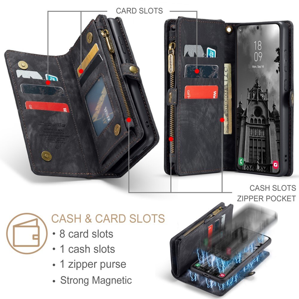 Multi-slot Lommeboksetui Samsung Galaxy S24 Plus Grå
