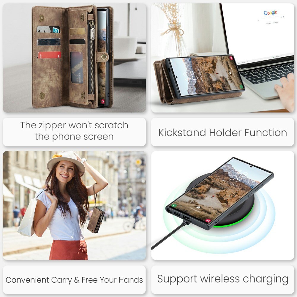 Multi-slot Lommeboksetui Samsung Galaxy S24 Ultra brun