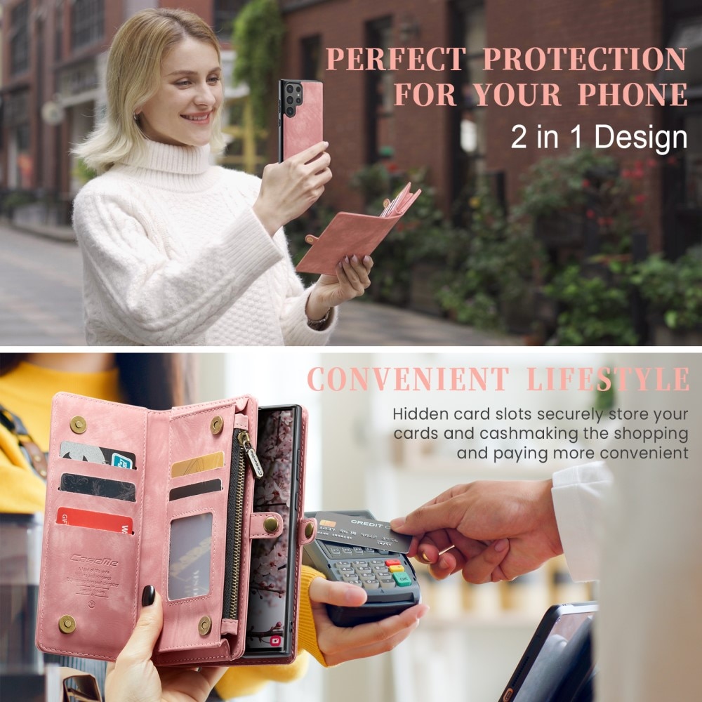 Multi-slot Lommeboksetui Samsung Galaxy S24 Ultra rosa