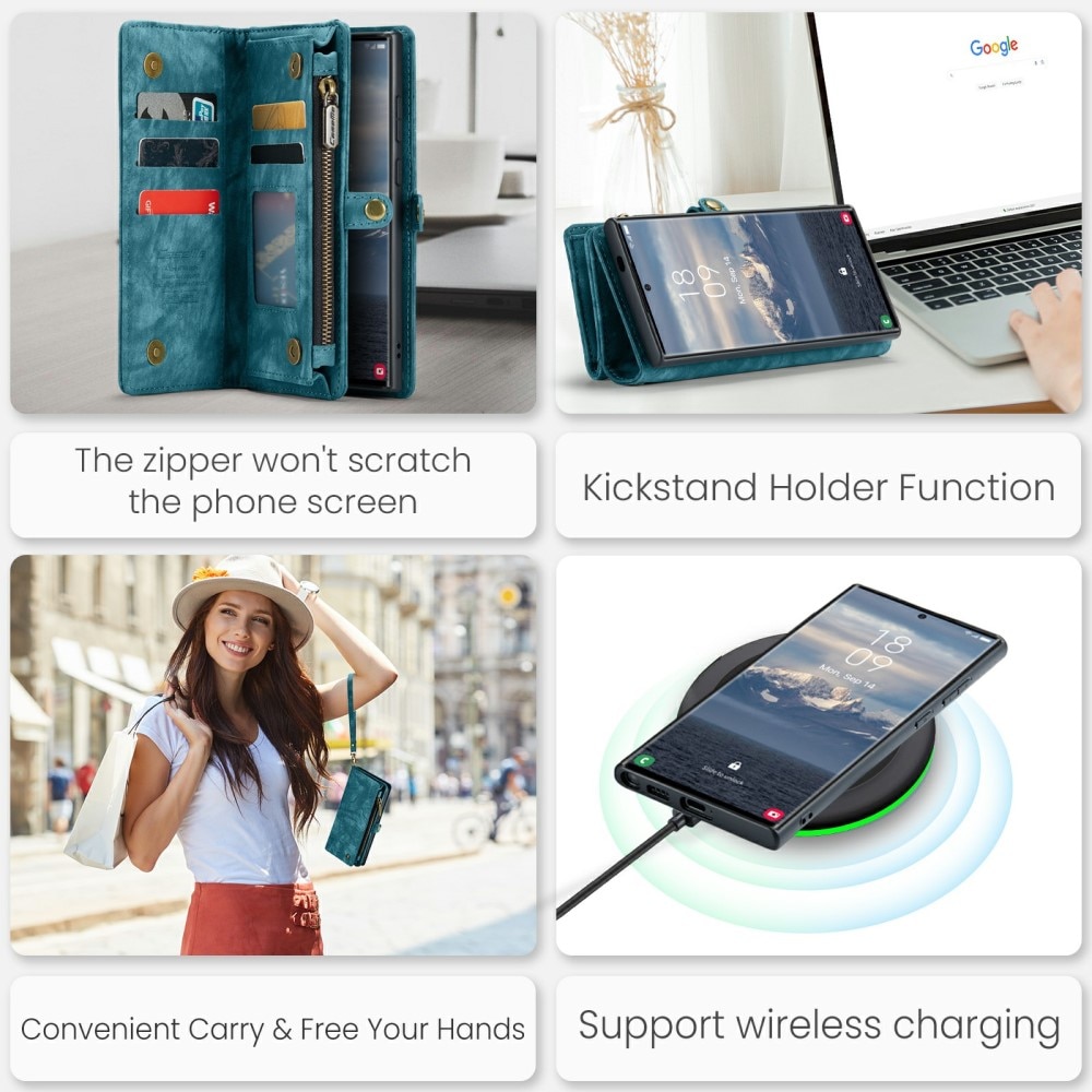 Multi-slot Lommeboksetui Samsung Galaxy S24 Ultra blå