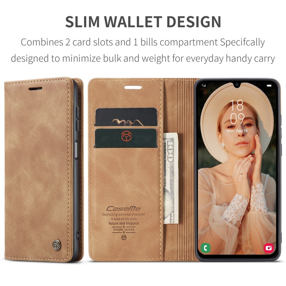 Slim Lommebokveske Samsung Galaxy A15 cognac