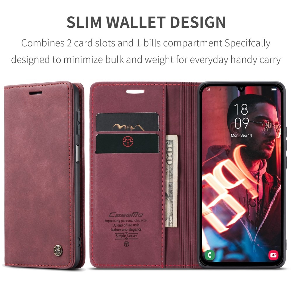 Slim Lommebokveske Samsung Galaxy A15 rød