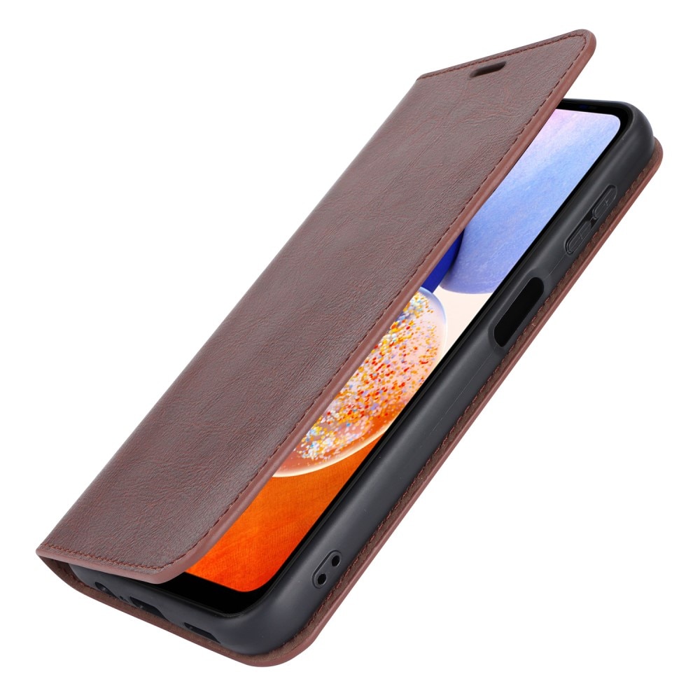 Mobiletui Ekte Lær Samsung Galaxy A14 mørk brun