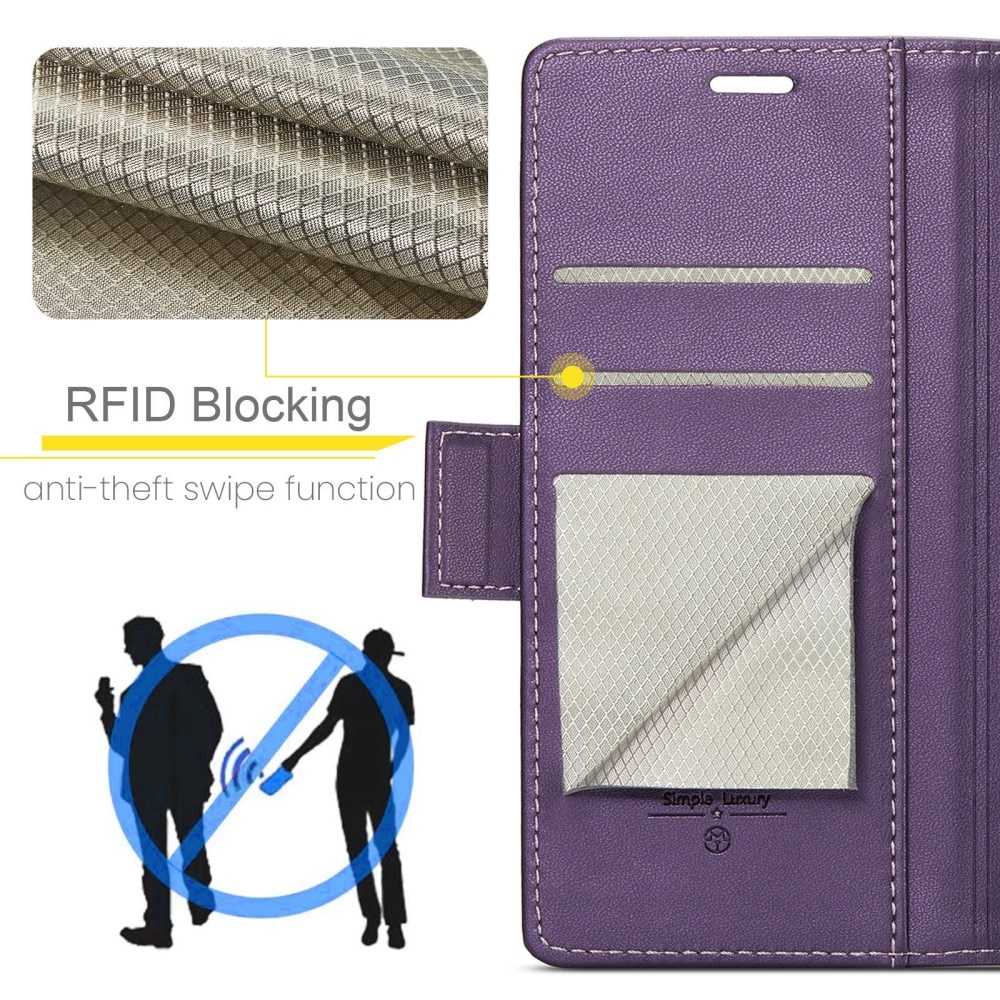 RFID blocking Slim Lommebokveske Samsung Galaxy A55 lilla