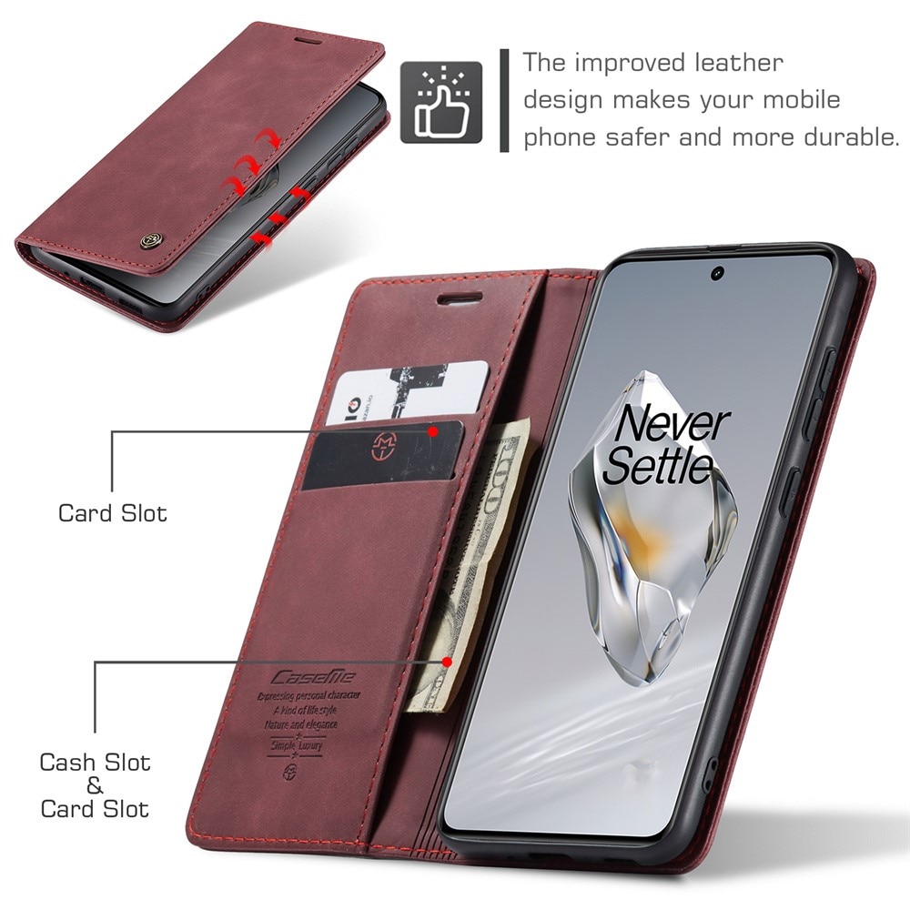 Slim Lommebokveske OnePlus 12 rød