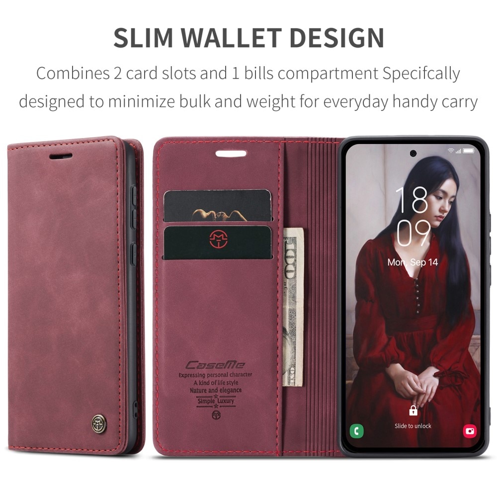 Slim Lommebokveske Samsung Galaxy A55 rød