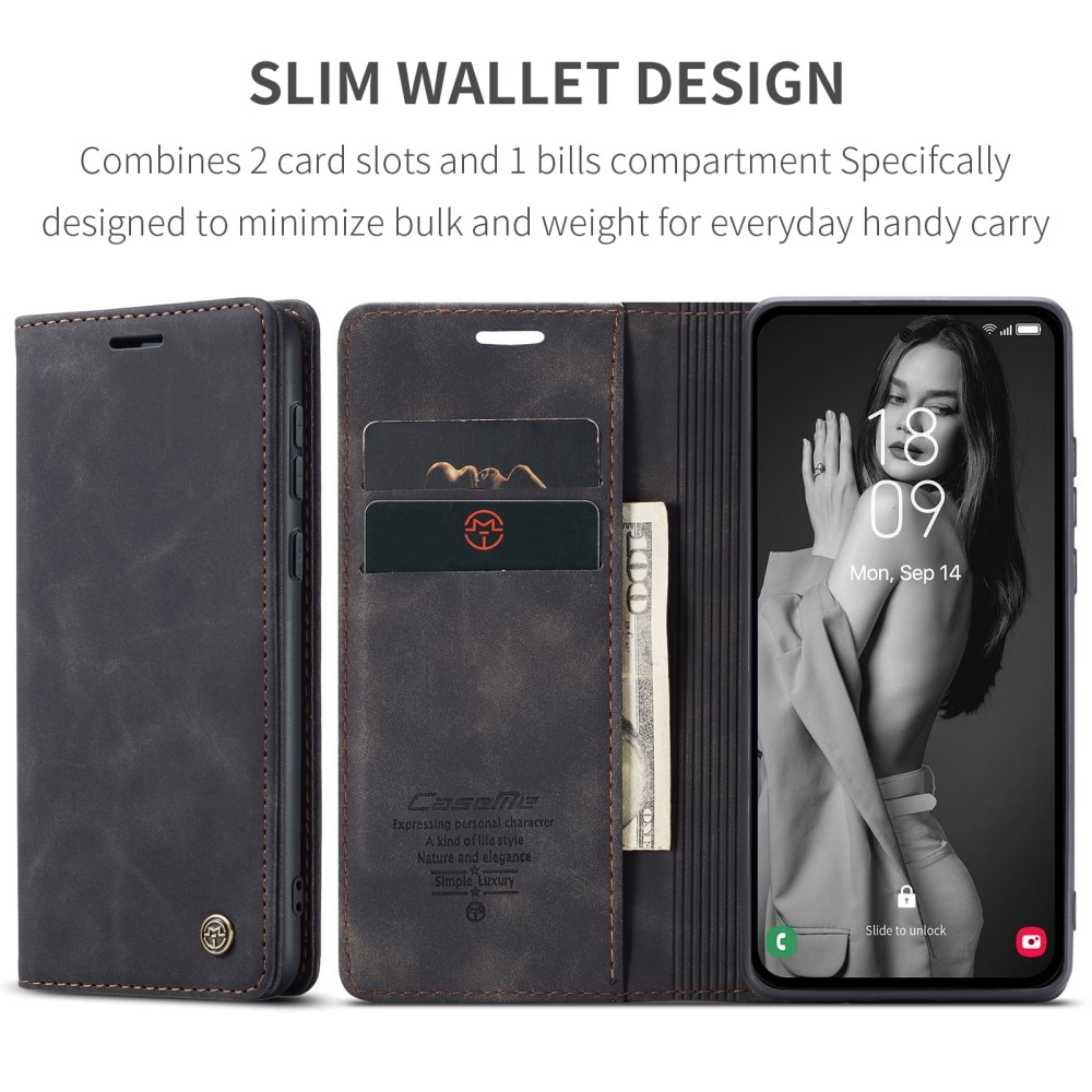 Slim Lommebokveske Samsung Galaxy A55 svart