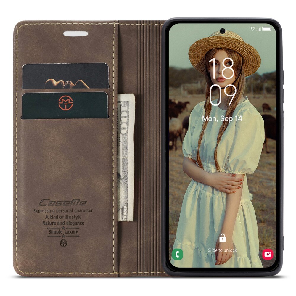 Slim Lommebokveske Samsung Galaxy A35 Brun