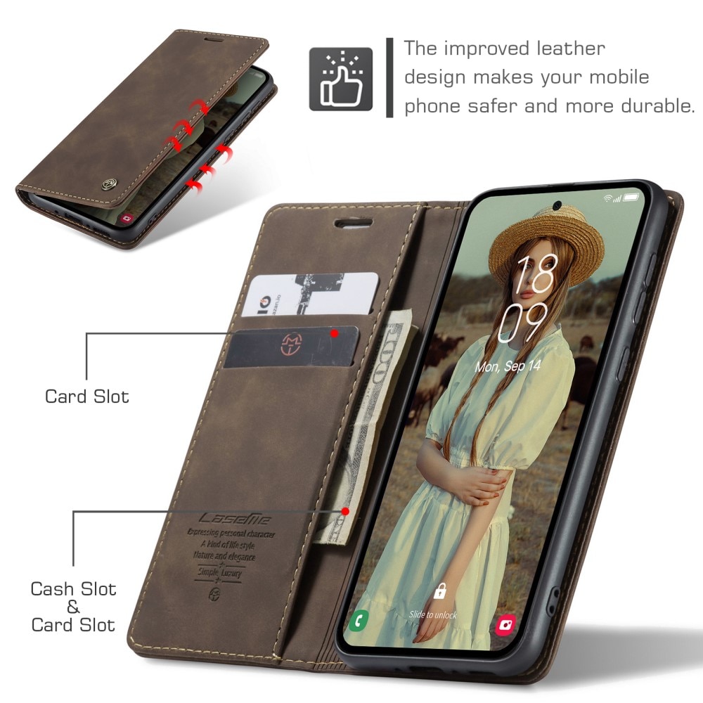 Slim Lommebokveske Samsung Galaxy A35 Brun