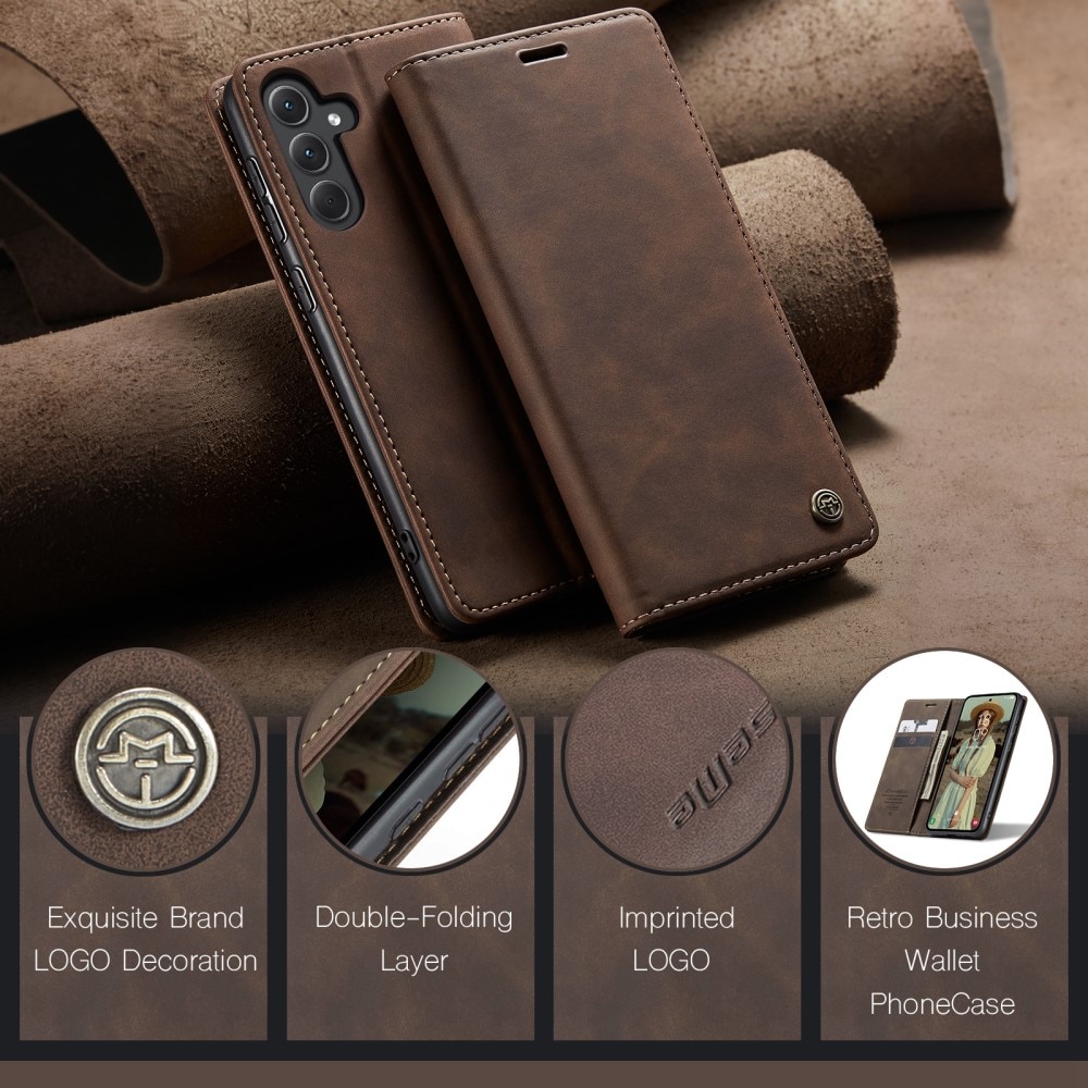 Slim Lommebokveske Samsung Galaxy A35 Brun