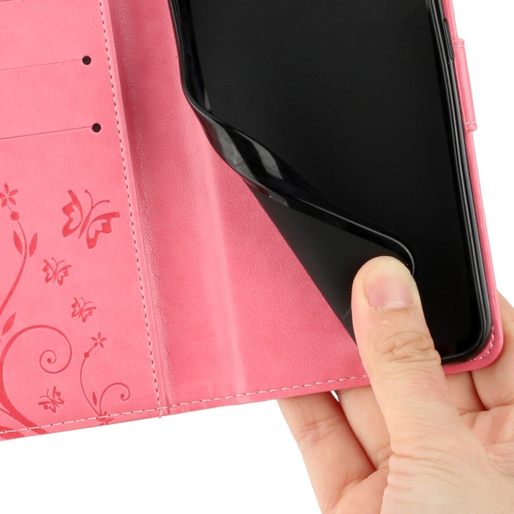Lærveske Sommerfugler Xiaomi Redmi 13C rosa