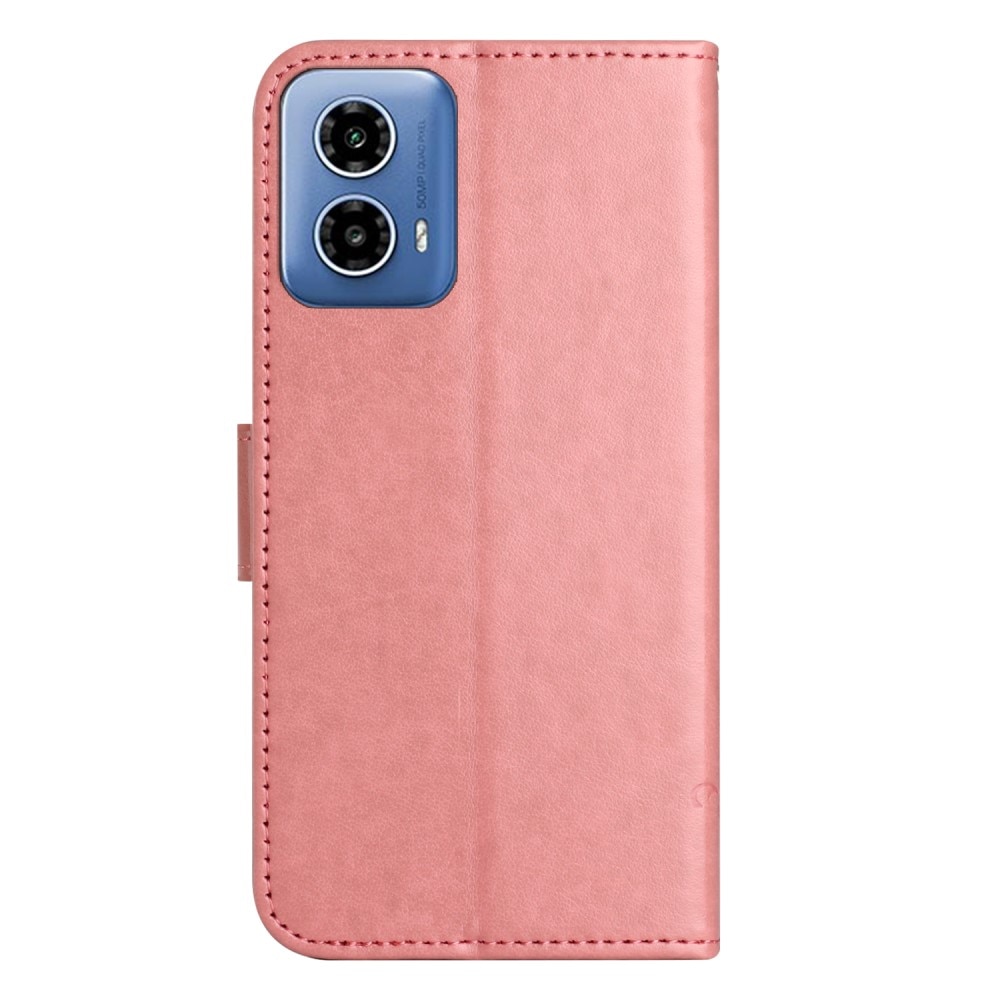 Lærveske Sommerfugler Motorola Moto G04 rosa