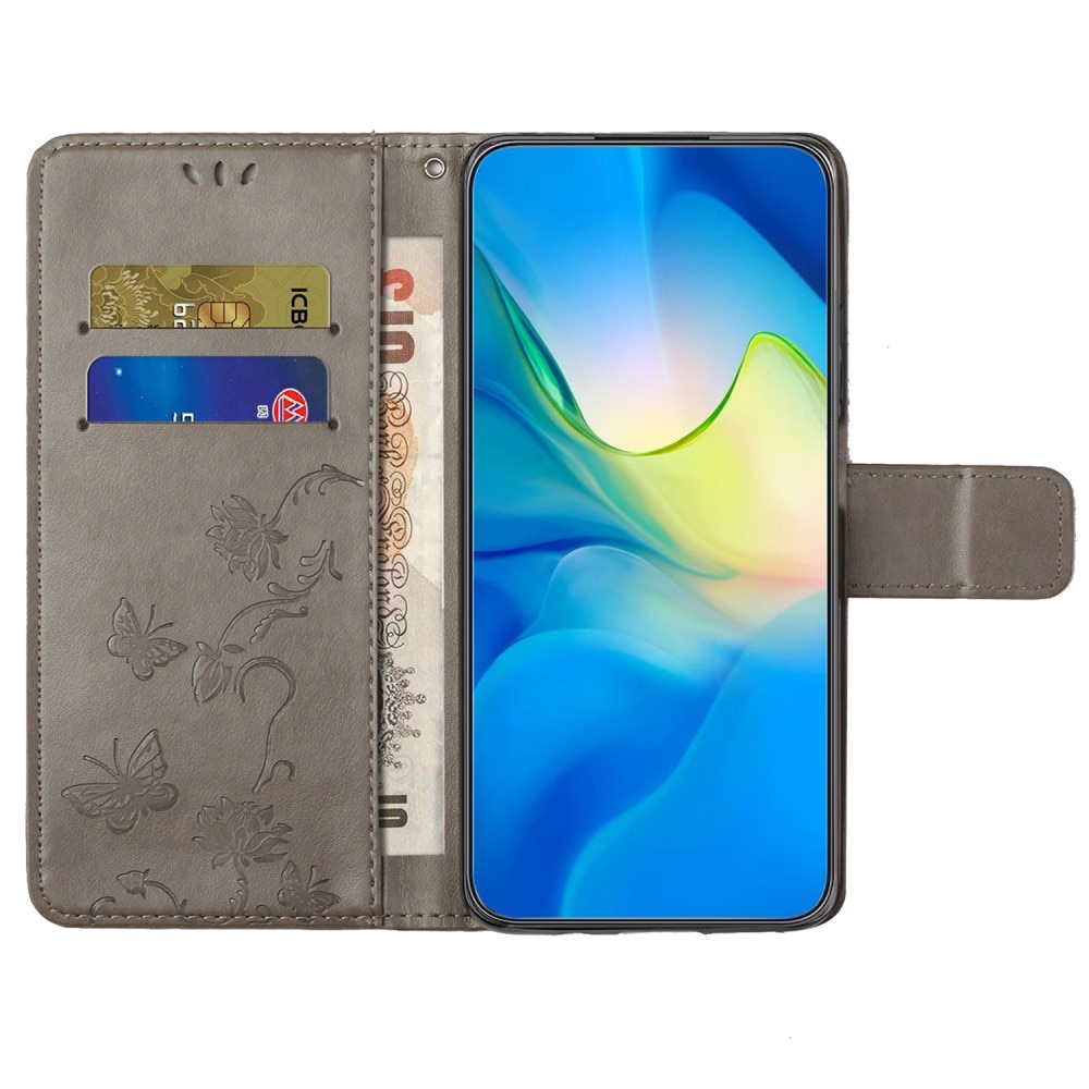 Lærveske Sommerfugler Motorola Moto G04 Grå