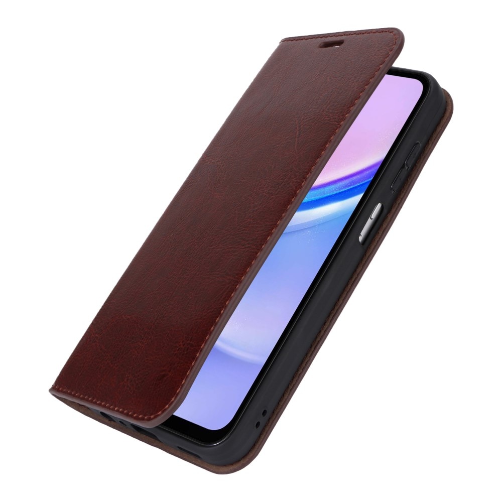 Mobiletui Ekte Lær Samsung Galaxy A15 mørk brun