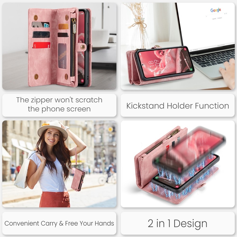 Multi-slot Lommeboksetui Samsung Galaxy A35 rosa