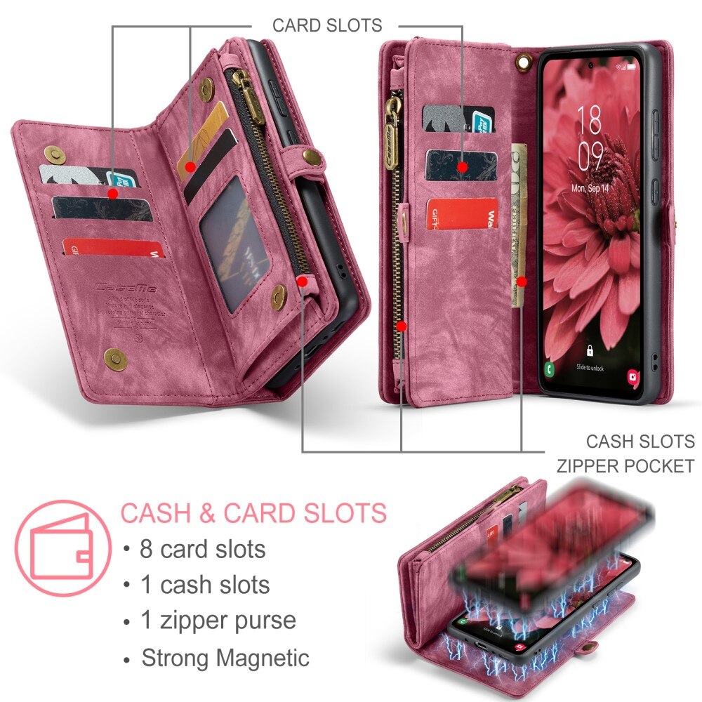 Multi-slot Lommeboksetui Samsung Galaxy A35 Rød