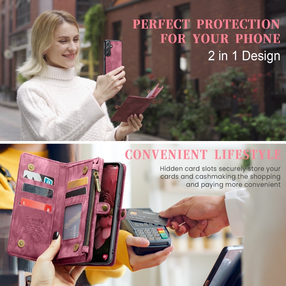 Multi-slot Lommeboksetui Samsung Galaxy A35 rød