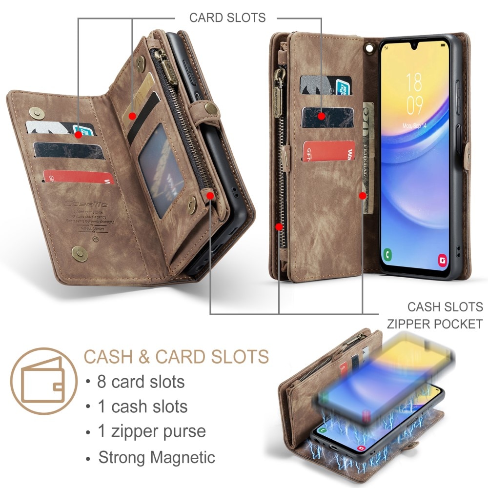 Multi-slot Lommeboksetui Samsung Galaxy A05s Brun