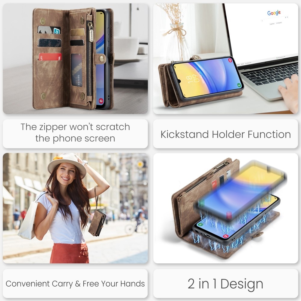 Multi-slot Lommeboksetui Samsung Galaxy A15 Brun