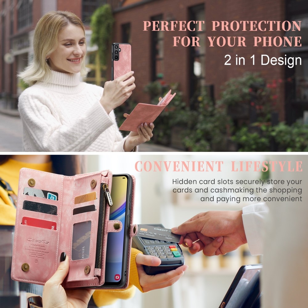 Multi-slot Lommeboksetui Samsung Galaxy A15 rosa