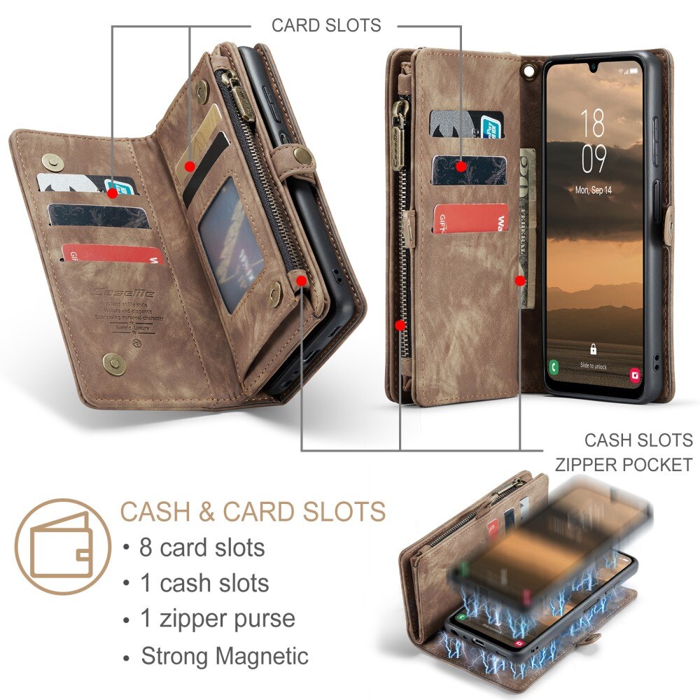 Multi-slot Lommeboksetui Samsung Galaxy A25 Brun