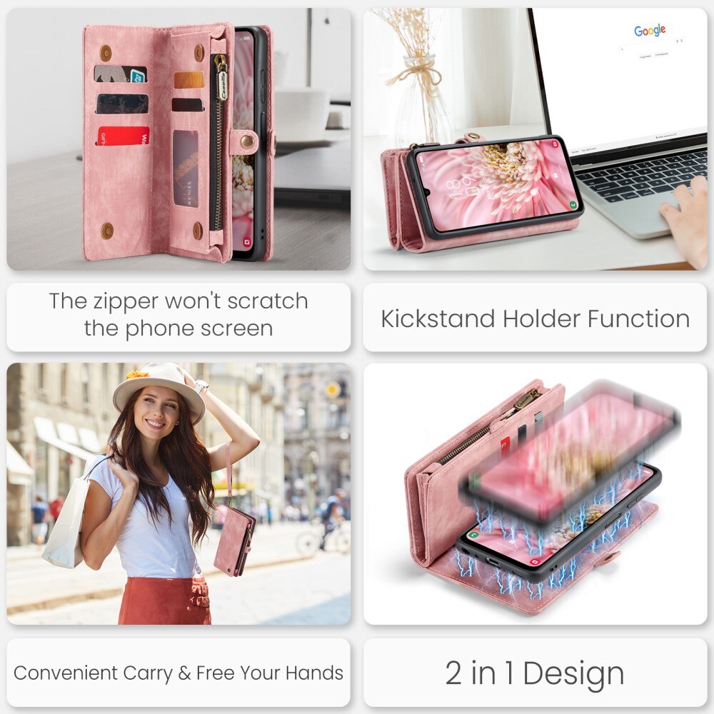 Multi-slot Lommeboksetui Samsung Galaxy A25 Rosa