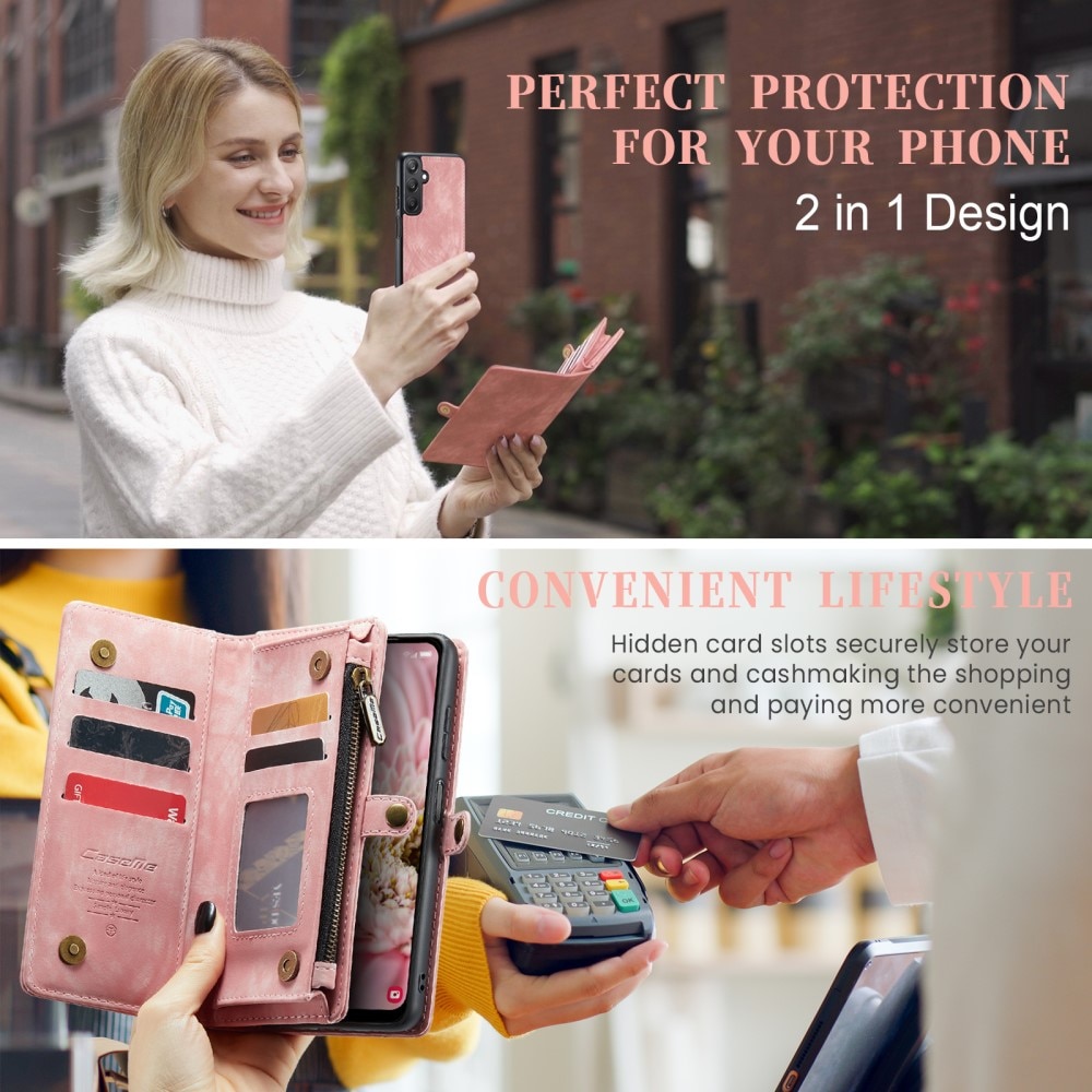 Multi-slot Lommeboksetui Samsung Galaxy A25 rosa