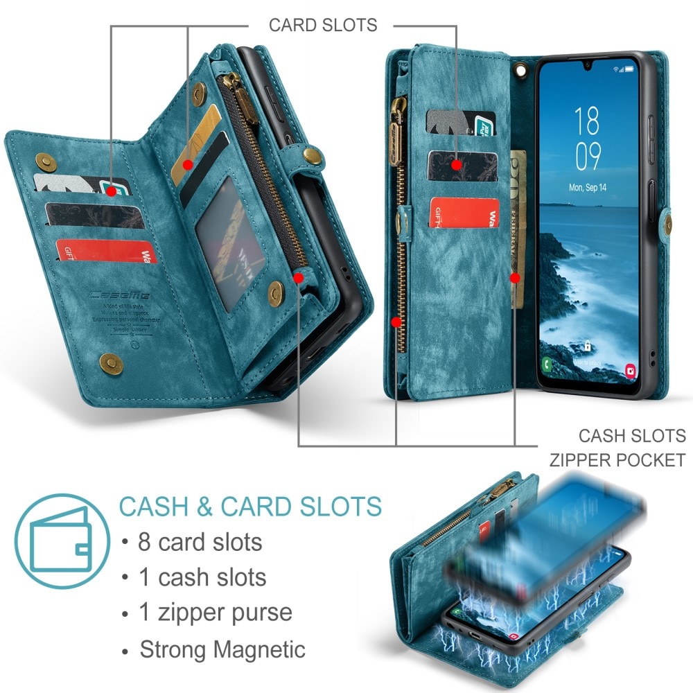 Multi-slot Lommeboksetui Samsung Galaxy A25 blå