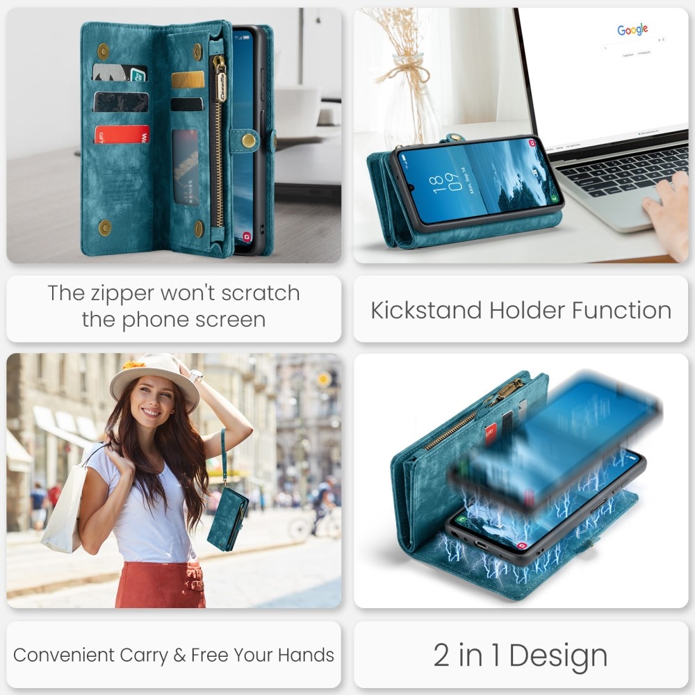 Multi-slot Lommeboksetui Samsung Galaxy A25 blå
