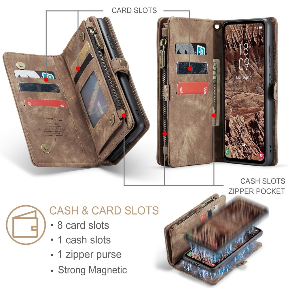 Multi-slot Lommeboksetui Samsung Galaxy A55 Brun
