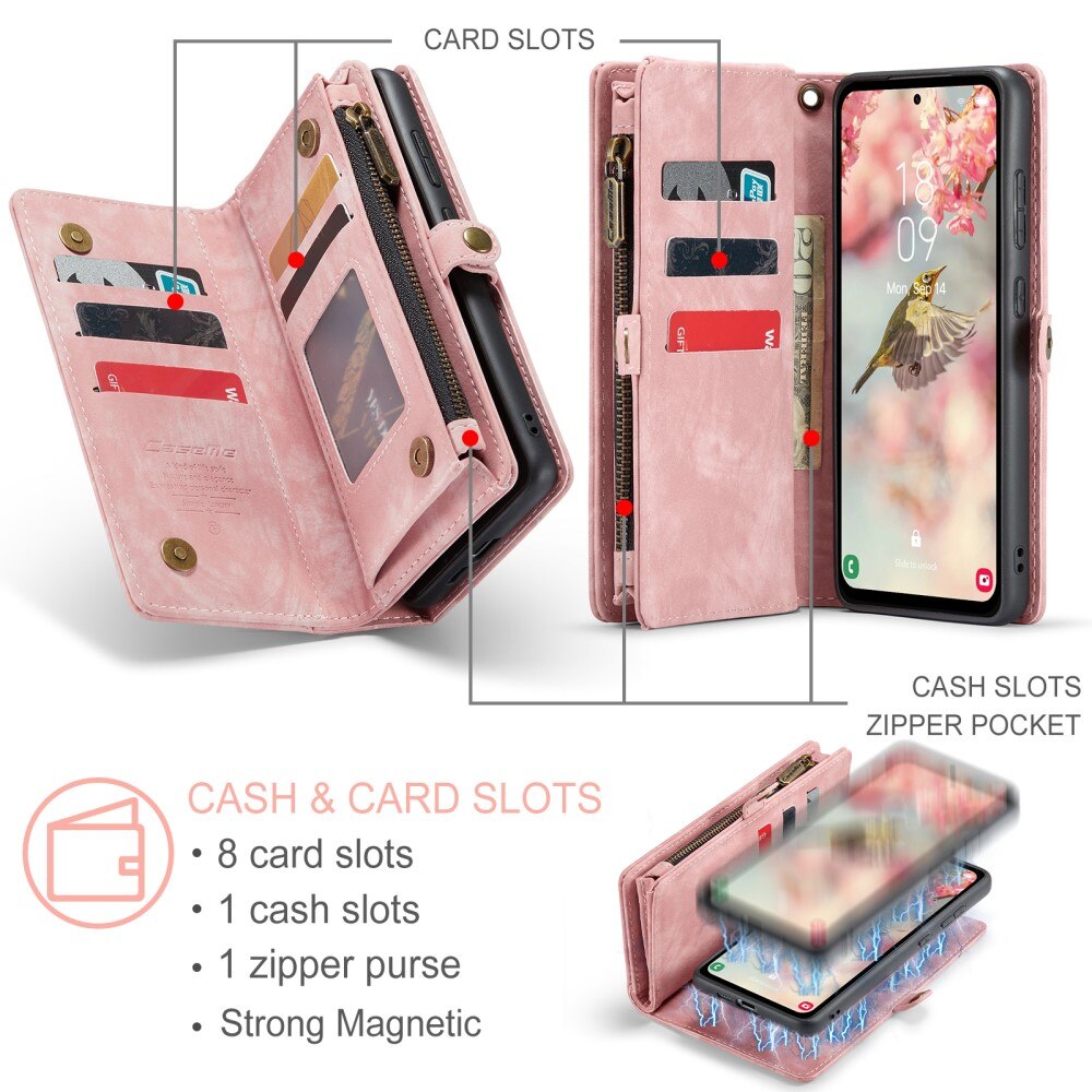 Multi-slot Lommeboksetui Samsung Galaxy A55 Rosa