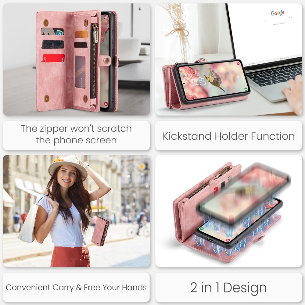Multi-slot Lommeboksetui Samsung Galaxy A55 rosa